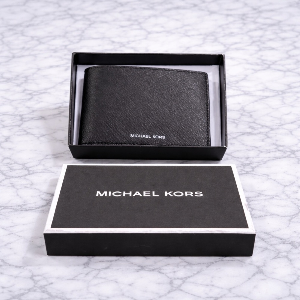 Michael Kors Andy Black Leather Bifold Wallet NWT MSRP $98